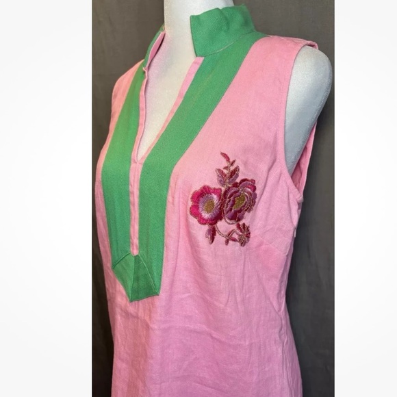 SAIL to Sable Linen Hot Pink green  Tunic dress Custom size small - Picture 6 of 13